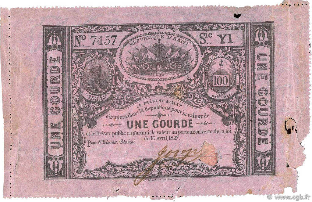 1 Gourde HAITI  1827 P.041 F