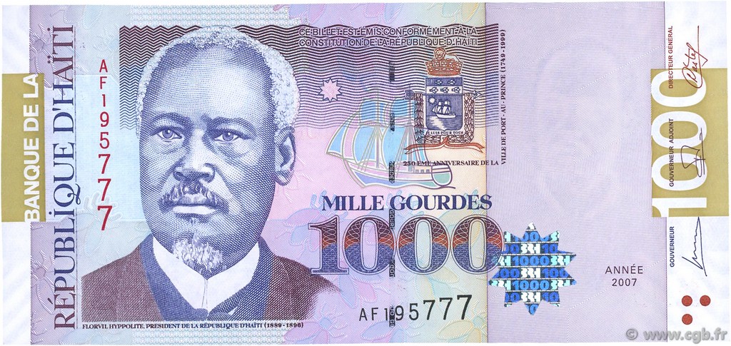 1000 Gourdes HAITI  2007 P.278c UNC-