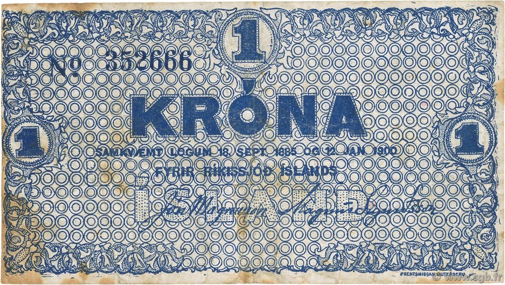 1 Krona ICELAND  1922 P.18a VF