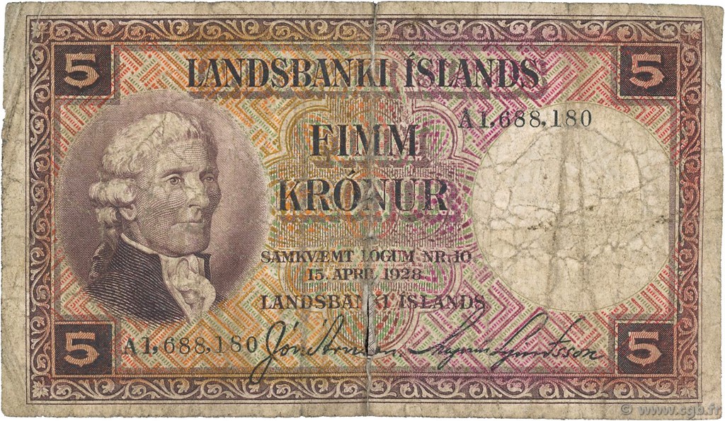 5 Kronur ISLAND  1928 P.27b S