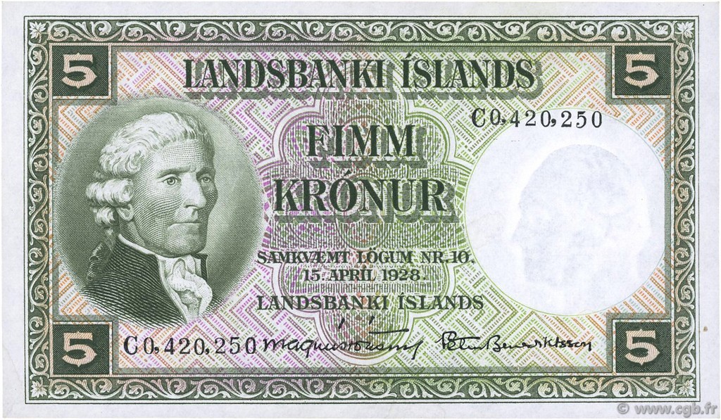 5 Kronur ICELAND  1956 P.32b UNC