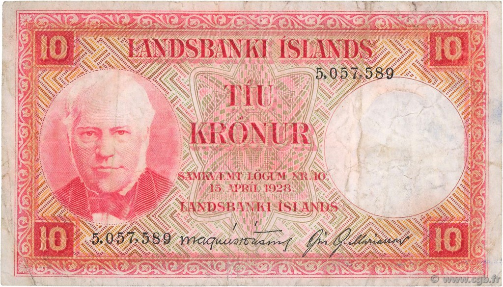 10 Kronur ICELAND  1948 P.33a F