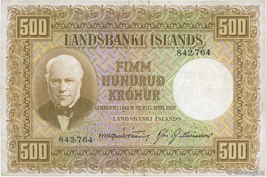 500 Kronur ISLANDIA  1943 P.36a MBC