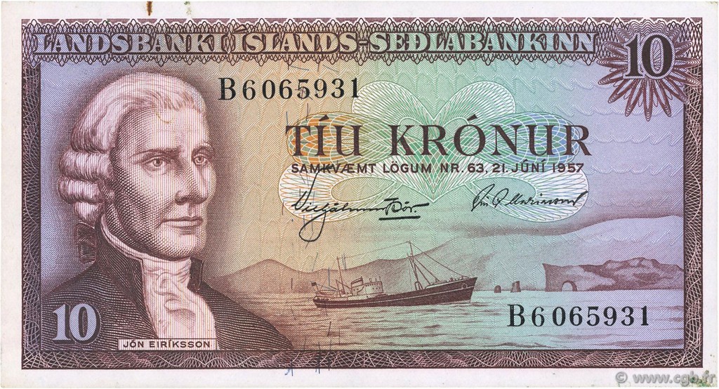 10 Kronur ISLANDIA  1957 P.38b EBC