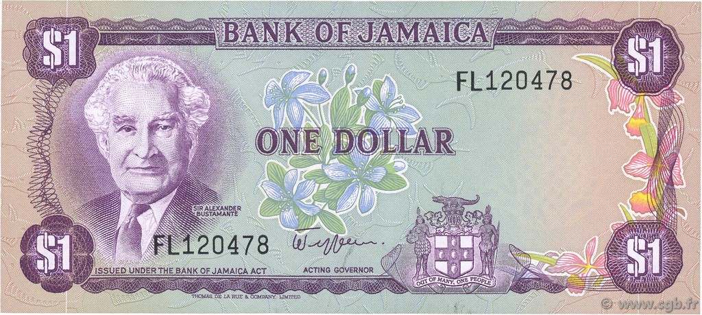 1 Dollar JAMAIKA  1982 P.64a fVZ