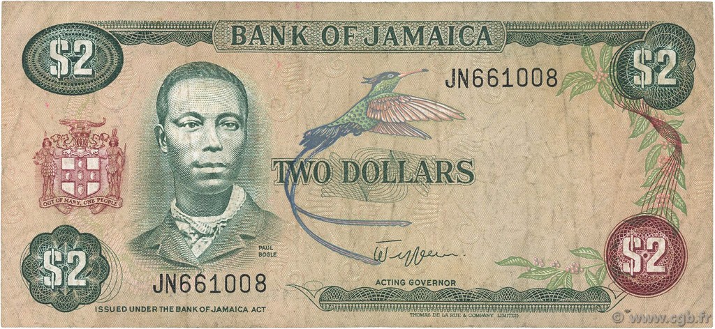 2 Dollars JAMAICA  1982 P.65a F+