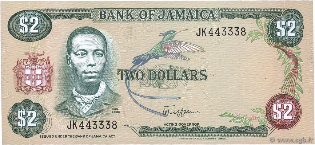 2 Dollars JAMAICA  1982 P.65a UNC