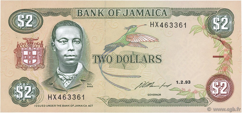 2 Dollars JAMAICA  1993 P.69e UNC-
