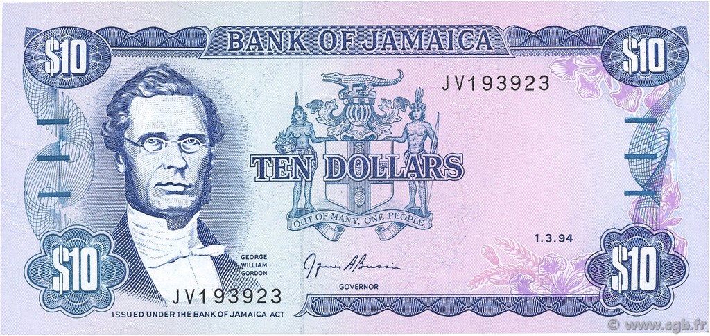 10 Dollars JAMAICA  1994 P.71e UNC-