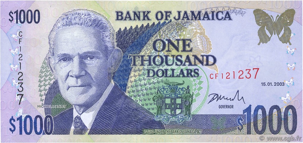 1000 Dollars GIAMAICA  2003 P.86a q.FDC