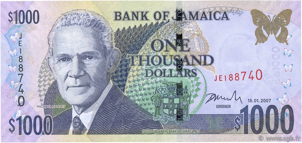 1000 Dollars JAMAICA  2007 P.86e UNC-