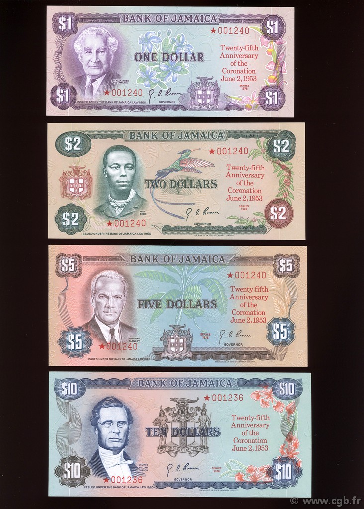 1,2, 5 et 10 Dollars JAMAIKA  1978 P.CS03 fST+