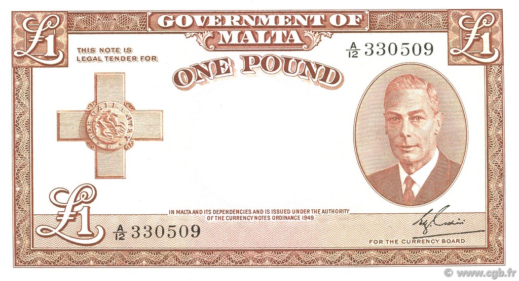 1 Pound MALTA  1951 P.22 UNC