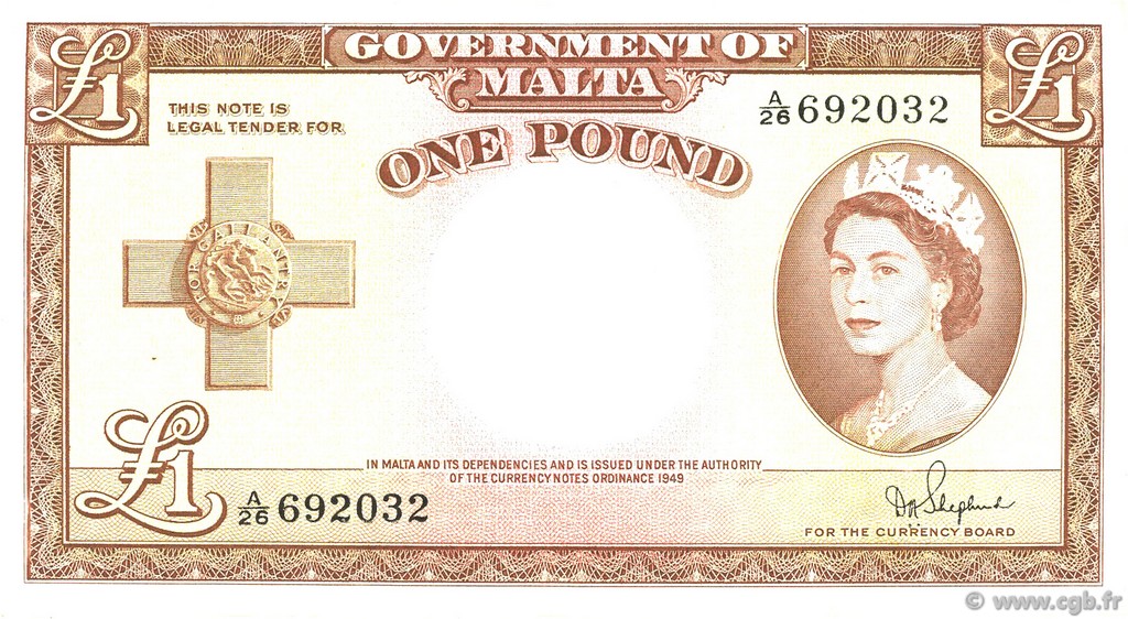 1 Pound MALTE  1954 P.24b SPL
