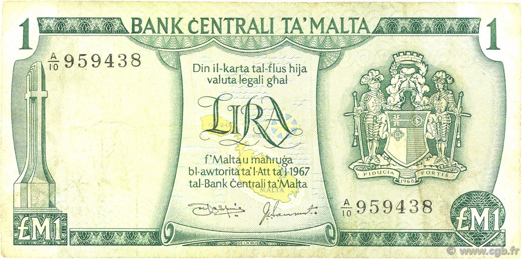 1 Lira MALTE  1973 P.31d TB+