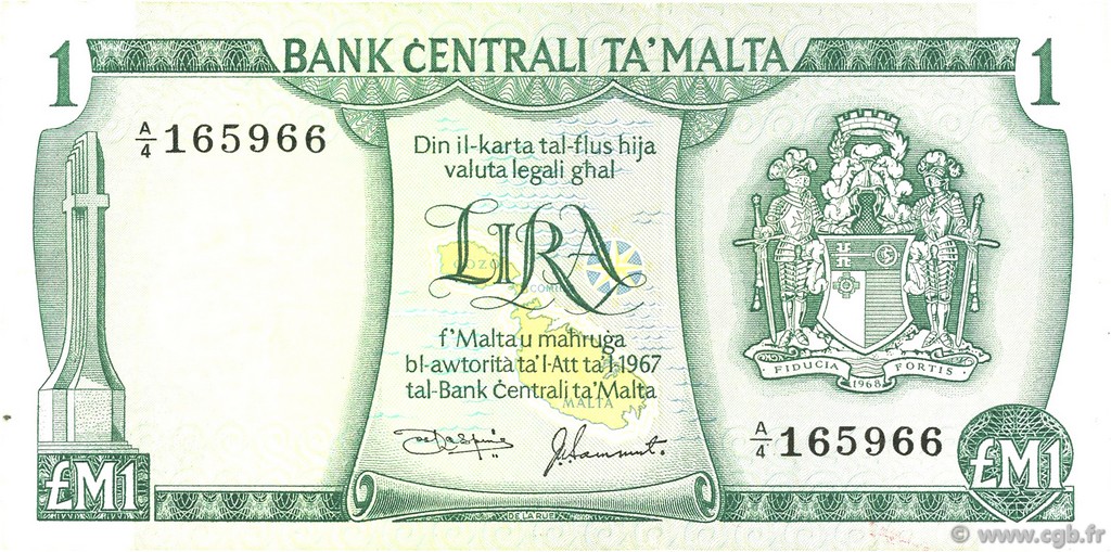 1 Lira MALTE  1973 P.31d MBC