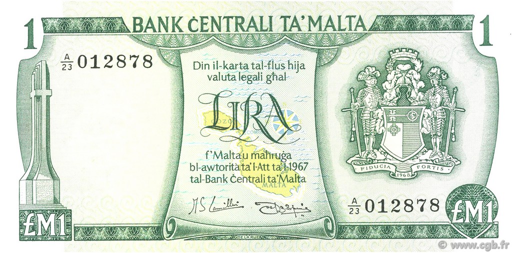 1 Lira MALTA  1973 P.31e UNC-