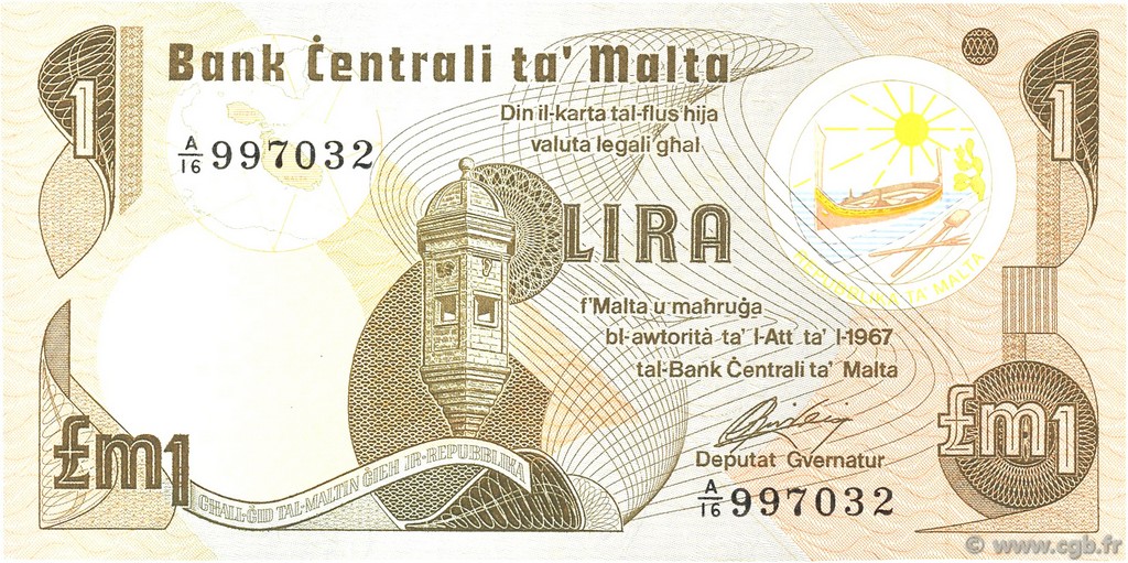 1 Lira MALTE  1979 P.34b q.FDC