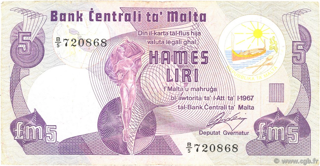 5 Liri MALTE  1979 P.35a BC+