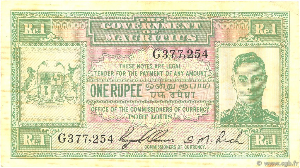 1 Rupee MAURITIUS  1940 P.26 SS