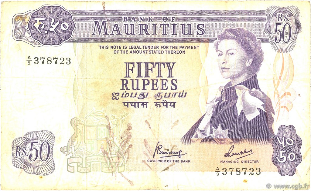 50 Rupees MAURITIUS  1967 P.33c S