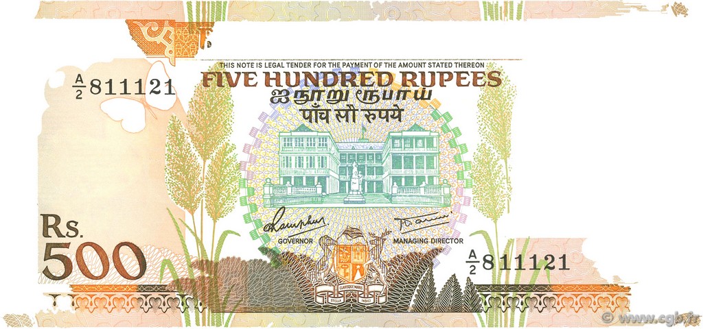 500 Rupees MAURITIUS  1988 P.40a SC