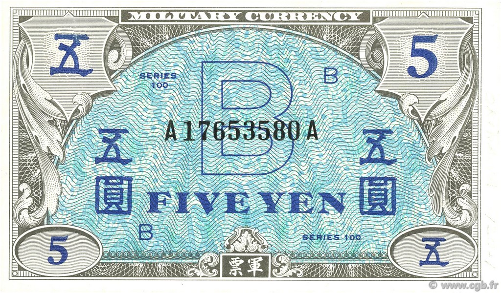 5 Yen JAPON  1945 P.069a SPL