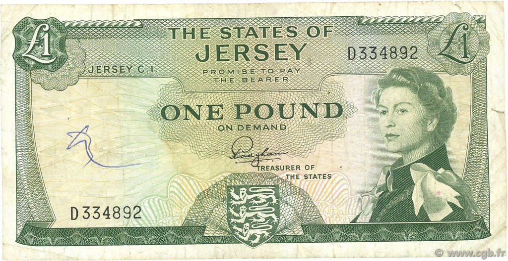 1 Pound JERSEY  1963 P.08a MB