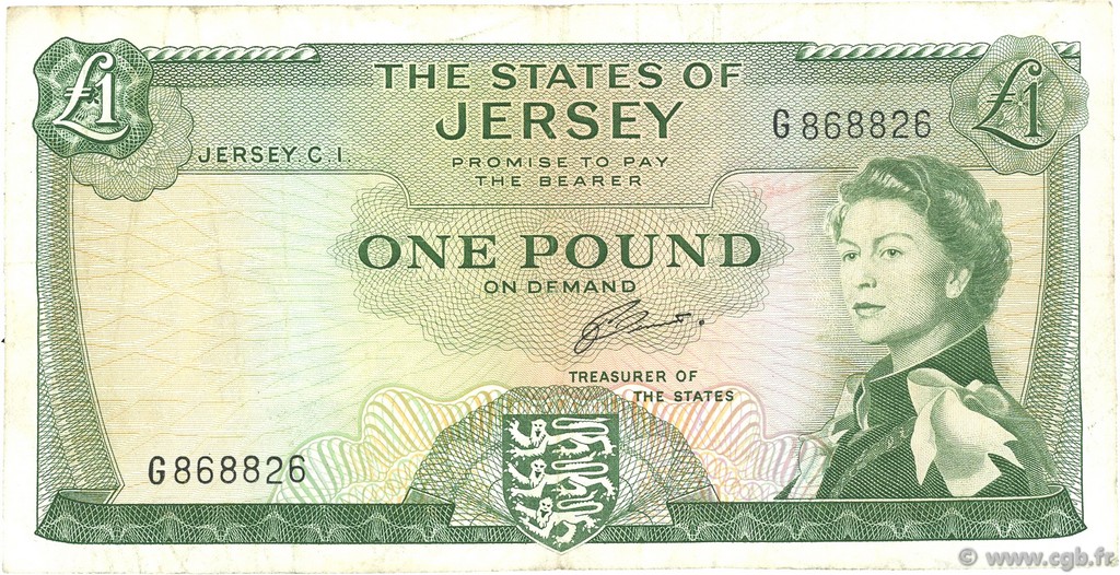 1 Pound JERSEY  1963 P.08b MB a BB