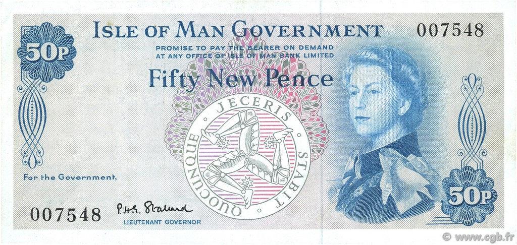50 New Pence ISLE OF MAN  1969 P.27a VF