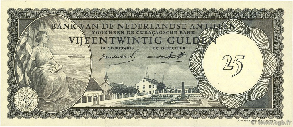 25 Gulden NETHERLANDS ANTILLES  1962 P.03a ST