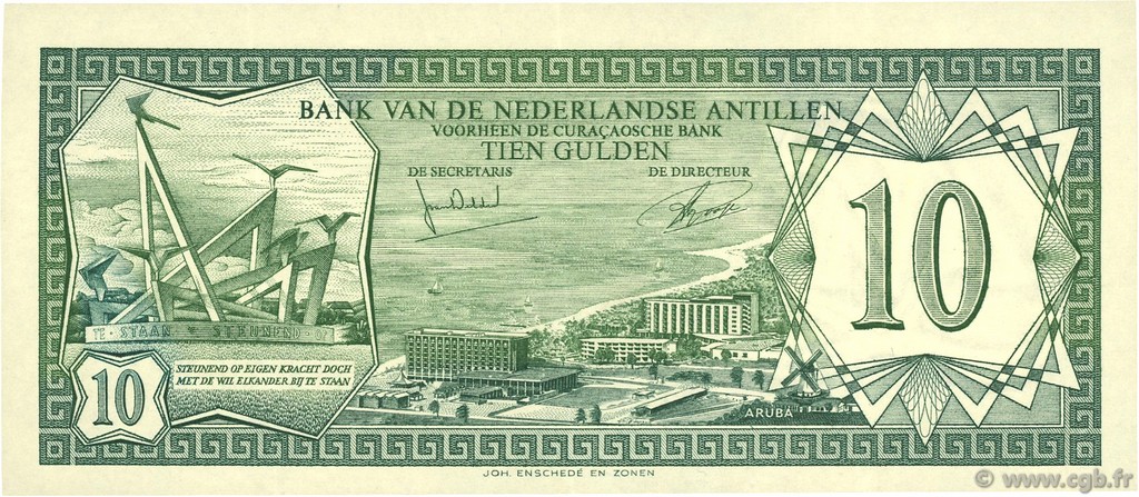 10 Gulden ANTILLES NÉERLANDAISES  1972 P.09b SUP+