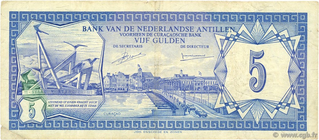 5 Gulden NETHERLANDS ANTILLES  1980 P.15a VF