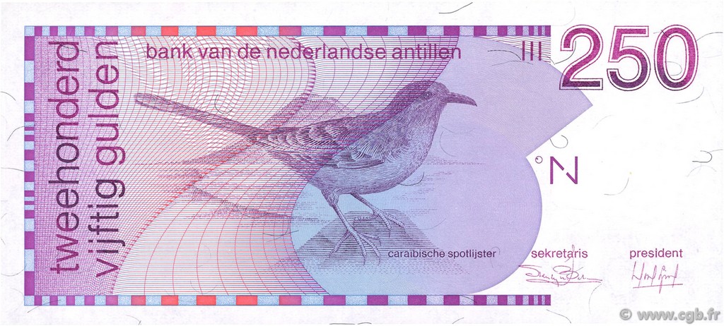 250 Gulden NETHERLANDS ANTILLES  1986 P.27a UNC