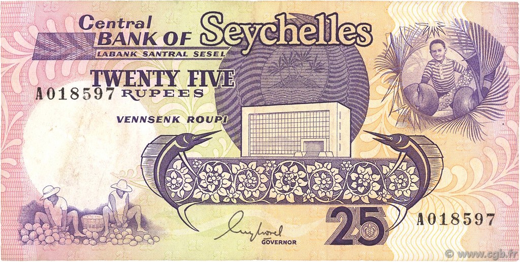 25 Rupees SEYCHELLEN  1989 P.33 SS