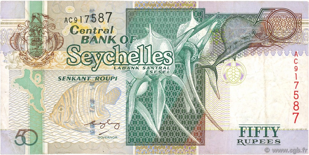 50 Rupees SEYCHELLES  1998 P.38b MBC