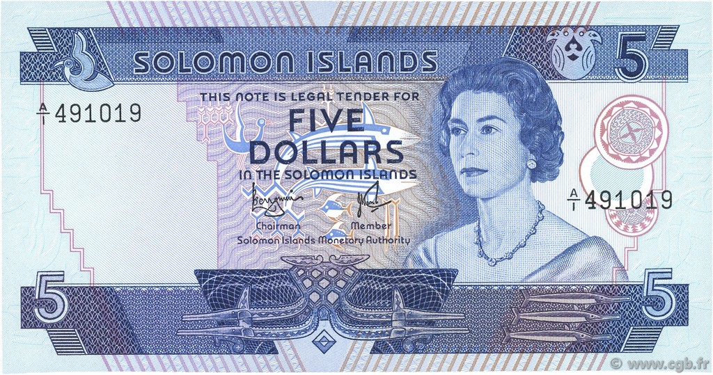 5 Dollars SOLOMON ISLANDS  1977 P.06b UNC