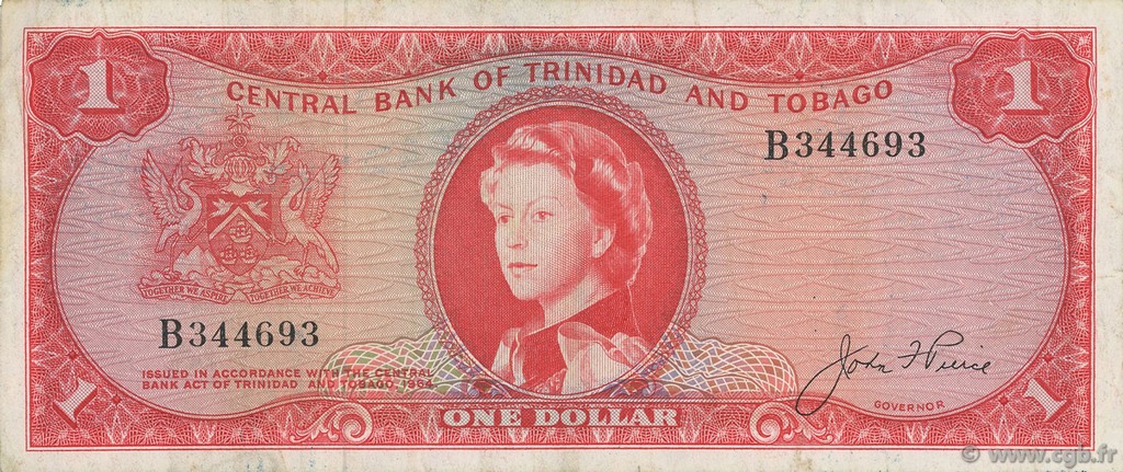 1 Dollar TRINIDAD and TOBAGO  1964 P.26a F+
