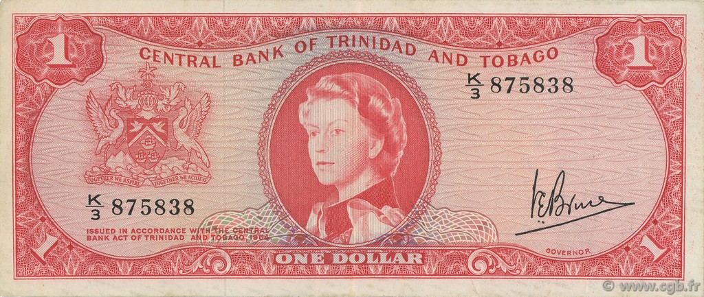 1 Dollar TRINIDAD and TOBAGO  1964 P.26c VF