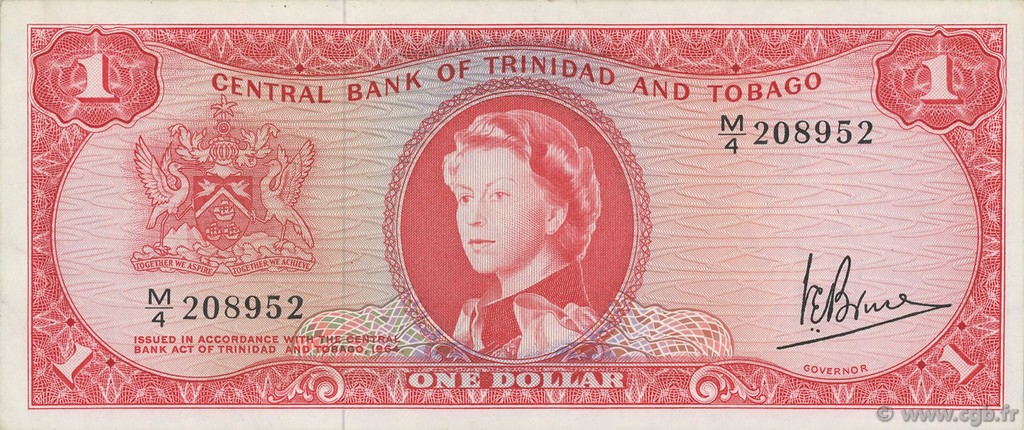 1 Dollar TRINIDAD E TOBAGO  1964 P.26c q.FDC