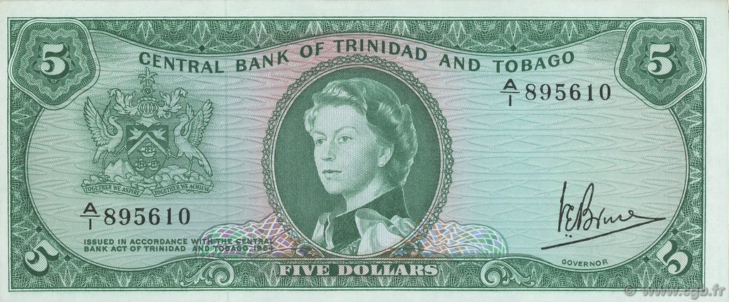5 Dollars TRINIDAD Y TOBAGO  1964 P.27c SC