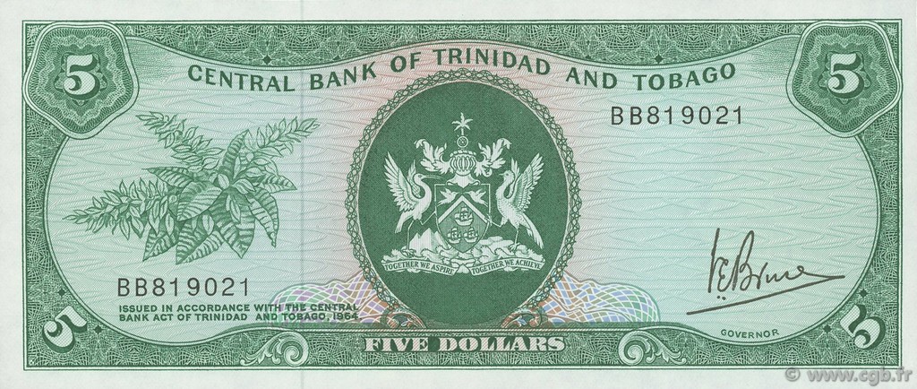 5 Dollars TRINIDAD UND TOBAGO  1977 P.31a ST