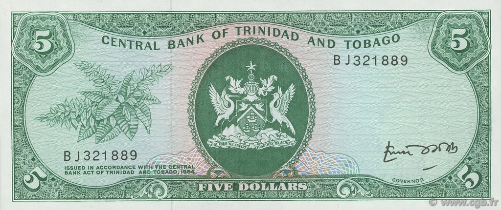 5 Dollars TRINIDAD UND TOBAGO  1977 P.31b ST