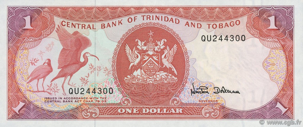 1 Dollar TRINIDAD and TOBAGO  1985 P.36d UNC