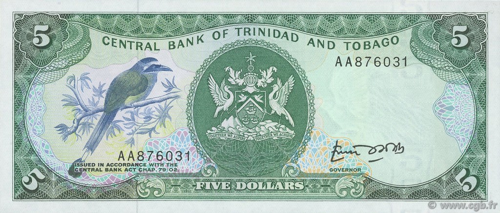 5 Dollars TRINIDAD and TOBAGO  1985 P.37a UNC