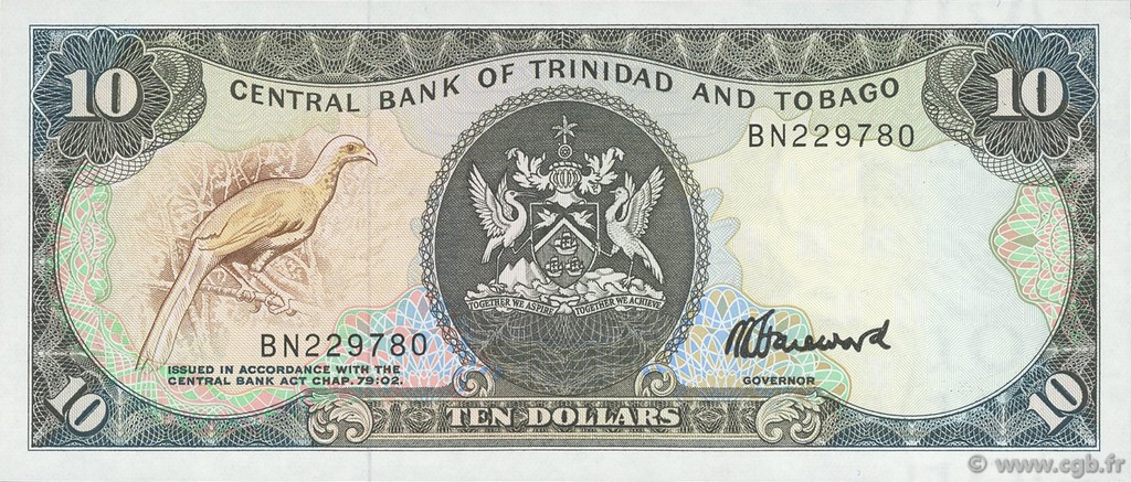10 Dollars TRINIDAD and TOBAGO  1985 P.38c UNC