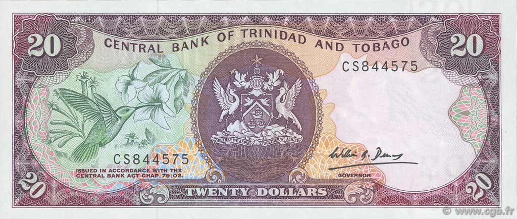 20 Dollars TRINIDAD and TOBAGO  1985 P.39b UNC