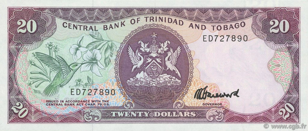 20 Dollars TRINIDAD and TOBAGO  1985 P.39c UNC