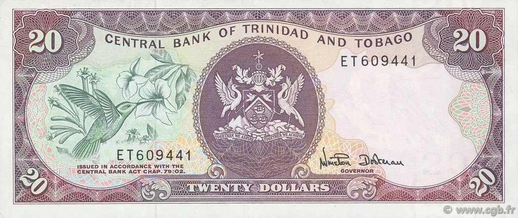 20 Dollars TRINIDAD Y TOBAGO  1985 P.39d EBC