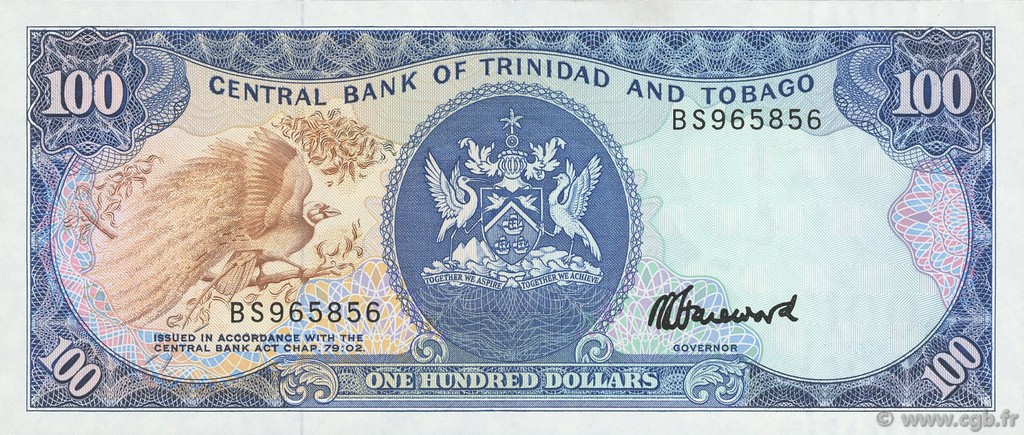 100 Dollars TRINIDAD and TOBAGO  1985 P.40c UNC